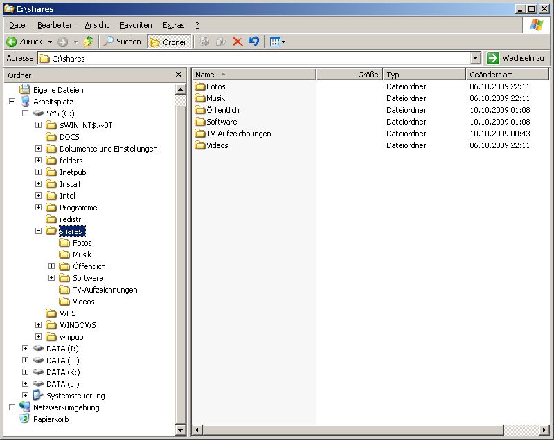 Explorer mit shares auf C: