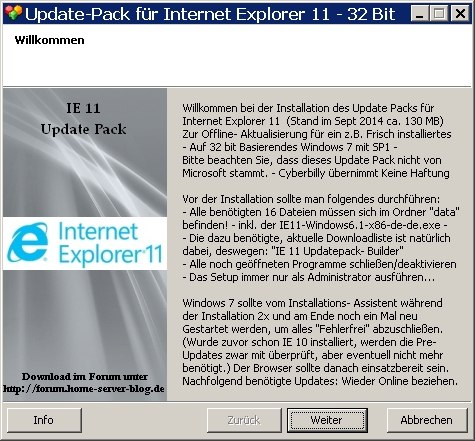 Updatepack für IE 11 2014