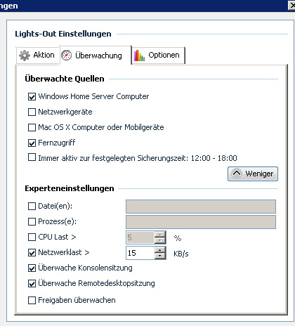 Lights-Out-Einstellungen 1