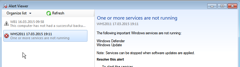 WHS2011 services not running.PNG