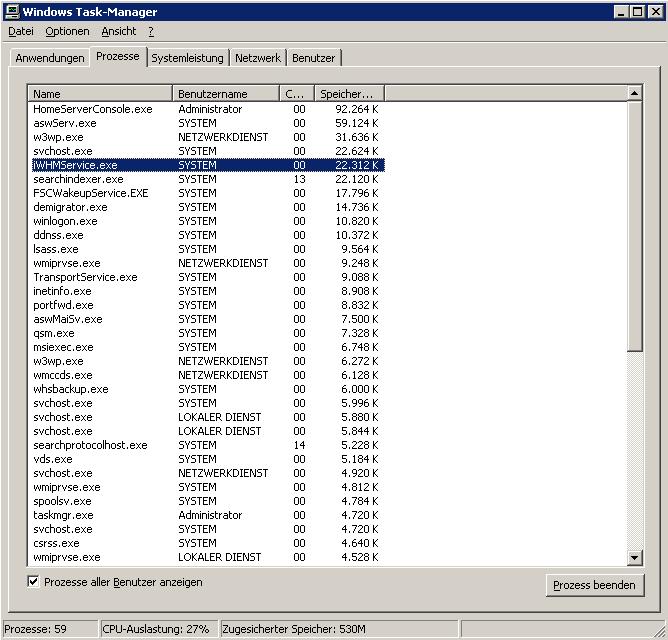 Homeserver neu gestartet (Screenshot vom 04.08.2008 09:13)