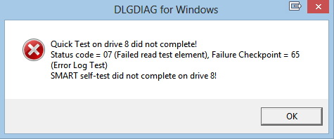 Fehlermeldung von WD Data LifeGuard