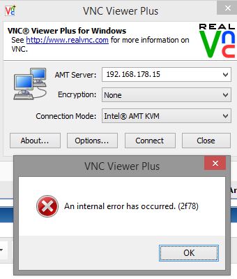 Fehler Verbindung RealVNC Viewer Plus