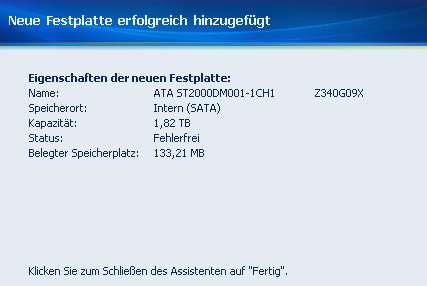 HDD Seagate hinzugefügt