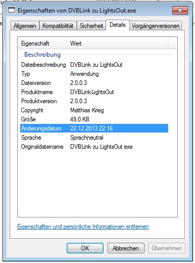 DVBlink zu LightsOut Konverter Eigenschaften