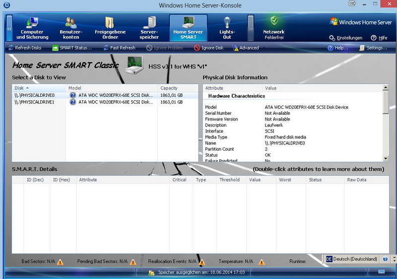 Home Server SMART Anzeige