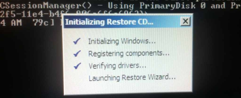 Initializing Restore CD....