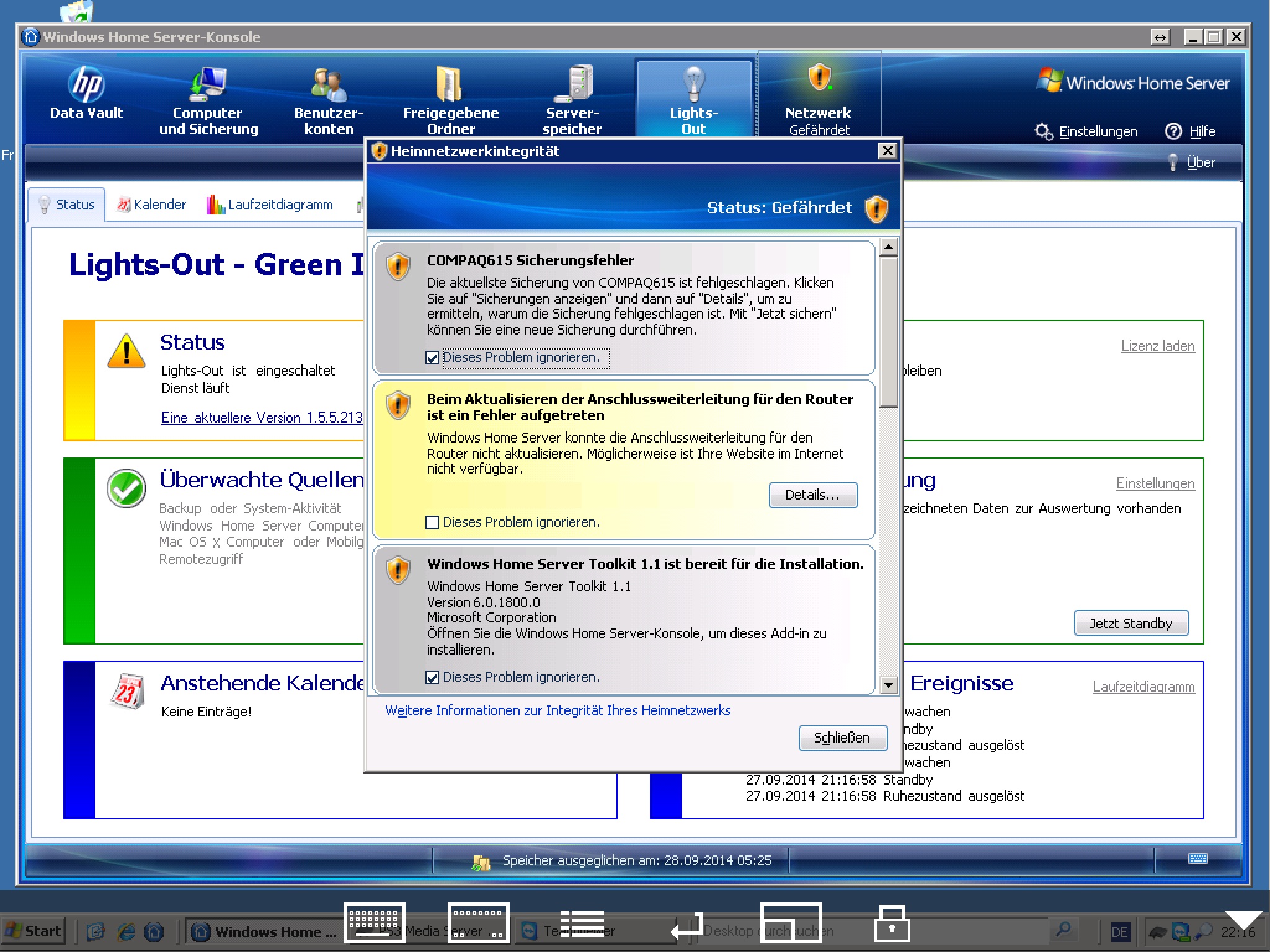 Aus der WHS console