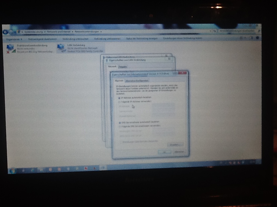 Netzwerkeinstellung auf Client-W7-Laptop