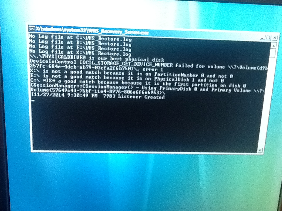 Server vor einleiten Recovery vom Client