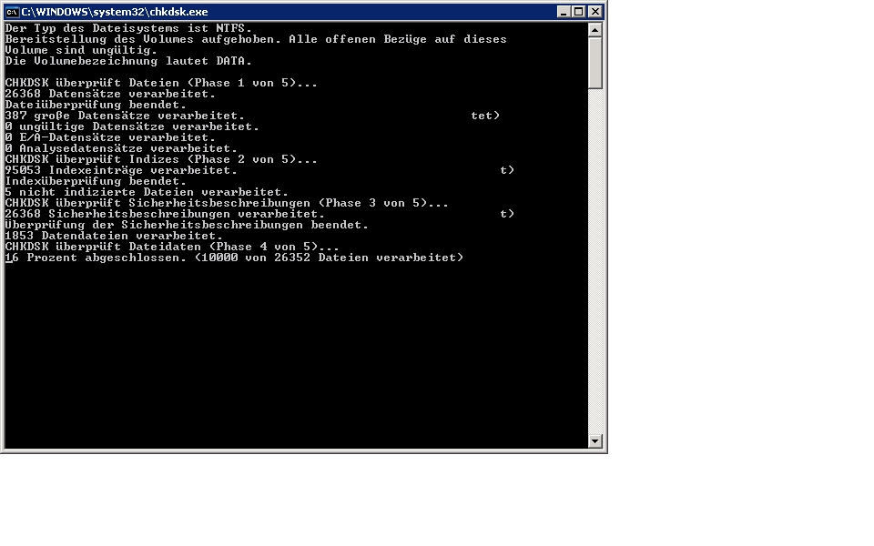 Screenshot 1 nach checkdisk