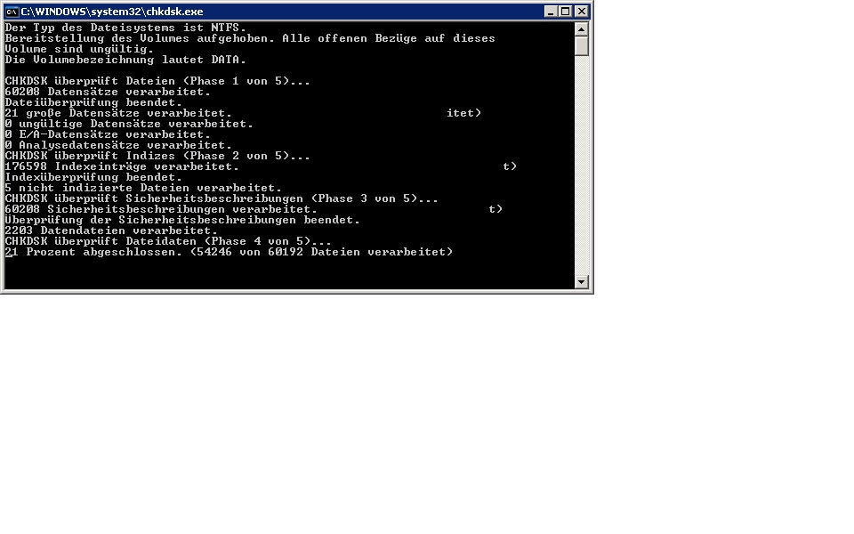 Screenshot 2 nach checkdisk