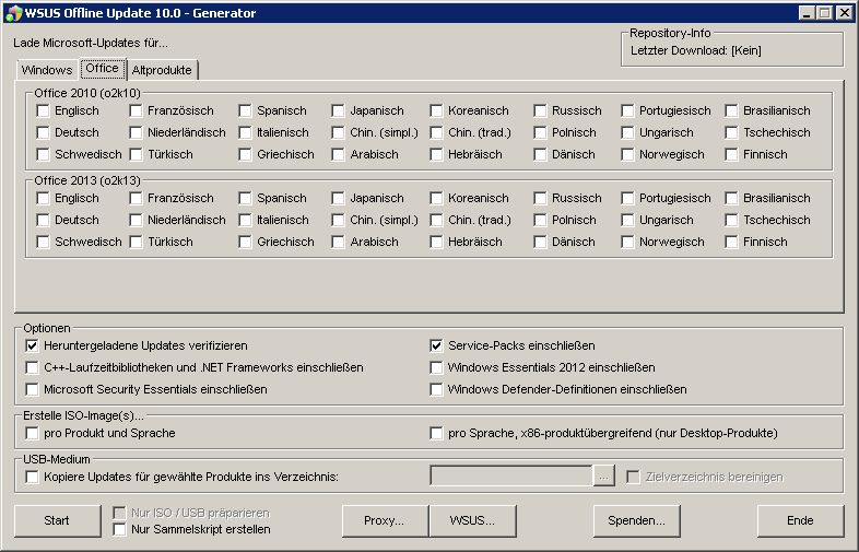 WSUS-Offline Generator v10 für Office Updates