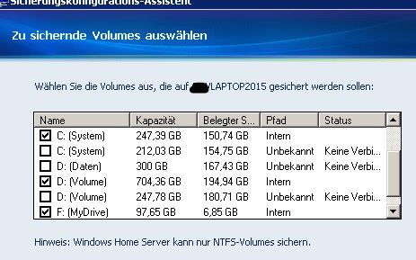 Zu sichernde Dateien