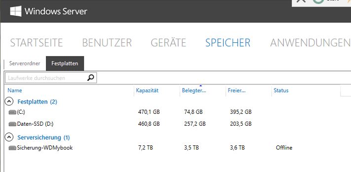 Fehlende Festplatte &quot;E:&quot; im Dahboard