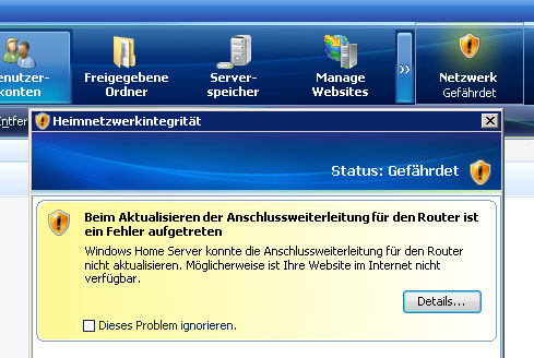 die Fehlermeldung in der Konsole (bzw. auch in der Statusleiste)