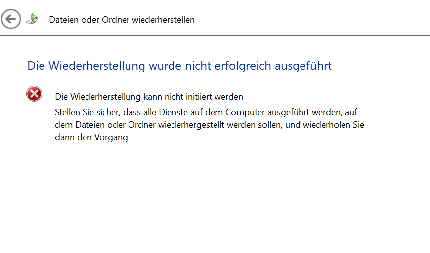 Wiederherstellung nicht möglich