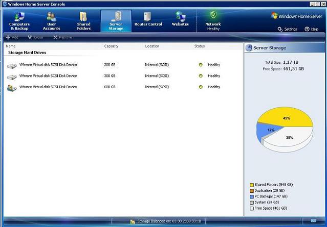 WHS Storage Screen