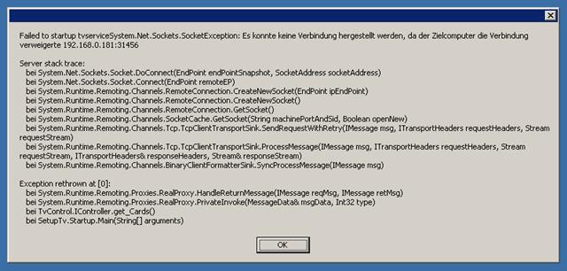 Fehlermeldung TV-Server Config.