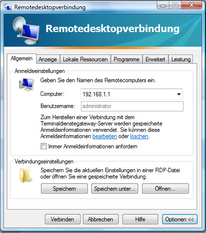 RDP - Tab Allgemein