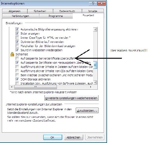 Das ist die Einstellung im IE