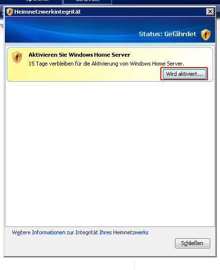 Netzwerkstatus - Aktivierung