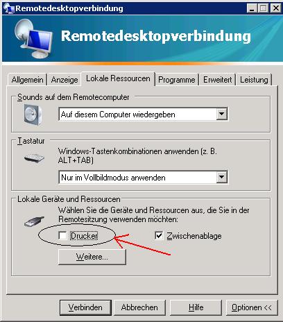 RDP Einstellung am Client