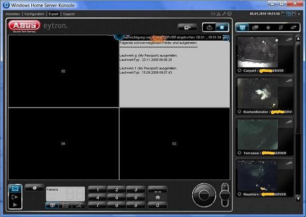 Fehlermeldung des WHS an Eytron-Software