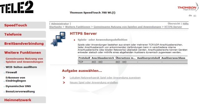 Der von mir ausgewählte HTTPS
