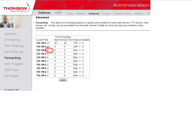 Im markierten Bereich kann ich keine 255 nur 245 eintragen?!