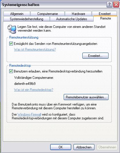 Remote zugriff auf den client