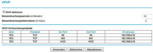 Bild 2. Register UPnP im Router