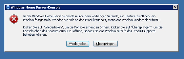 Scrrenshot Fehlermeldung
