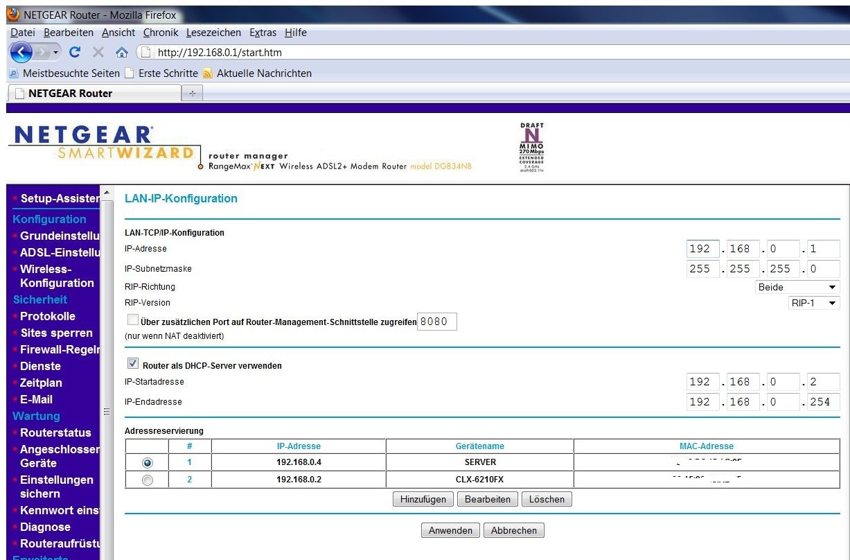 einstellungen lan-ip