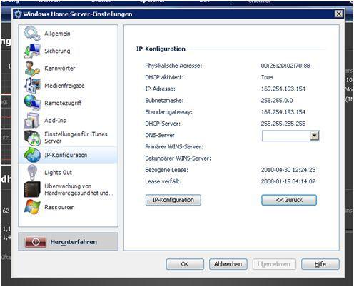 IPconfig WHS DHCP