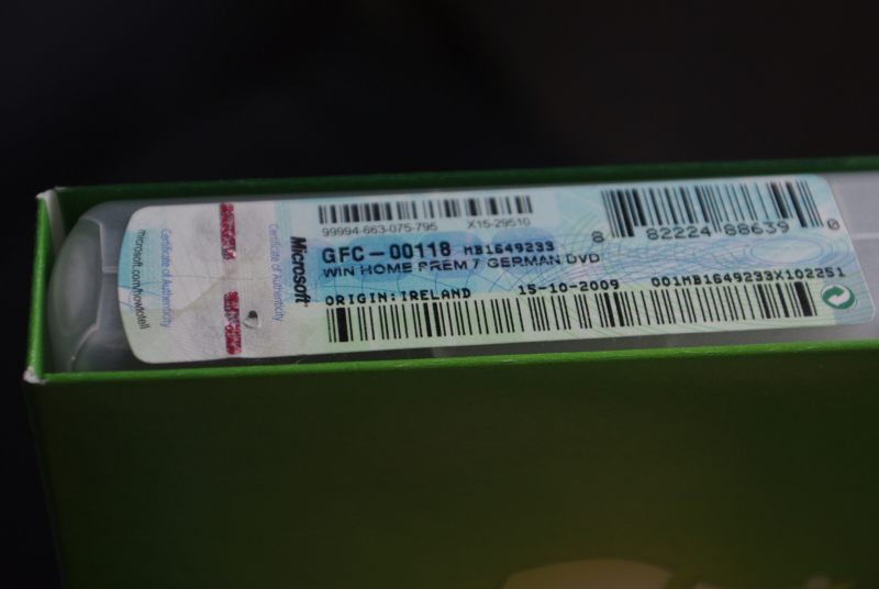 unbeschädigtes Verpackungssiegel