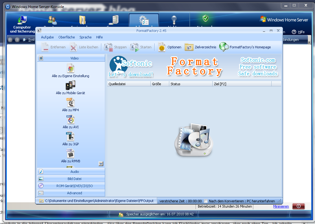 FormatFactory on WHS