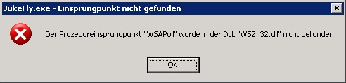 Fehlermeldung für Jukefly
