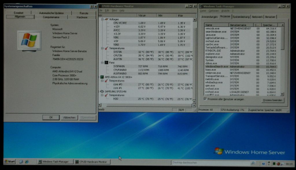 Screen mit Infos
