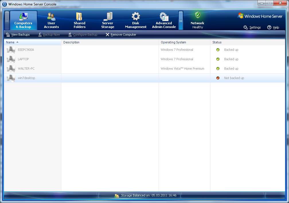 screenshot console