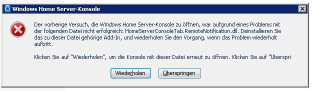 Fehlermeldung beim Start der Console