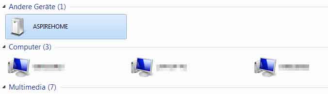 Gerät wird angezeigt, aber kein &quot;Verzeichnis&quot; unter &quot;Computer&quot;.