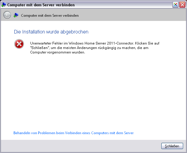 Connector - Abbruch-Meldung
