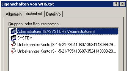 Eigenschaften/Sicherheit von WHS.txt auf Server