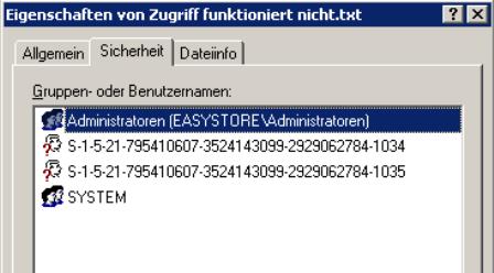Zugriff funktioniert nicht