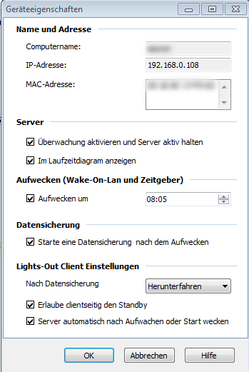 Bild 2: Eigenschaften des Clients