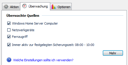 Bild 1: Zeitfenster für Client-Sicherung
