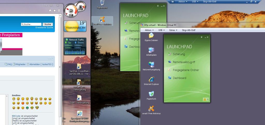 Host = Win7 - Vista+XP