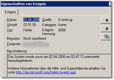 Ereignisanzeige: EventLog