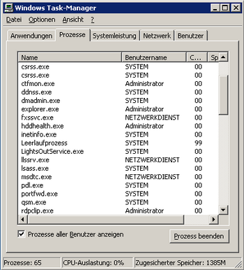 Prozesse aller Benutzer &quot;Alphabetisch&quot; sortiert.